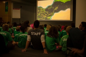 Nearly 100 YMCA campers and staff attended the reading and participated in activities Photo by Gabe Bornstein